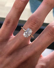 Solid Gold Minimalist Oval Bridal Ring